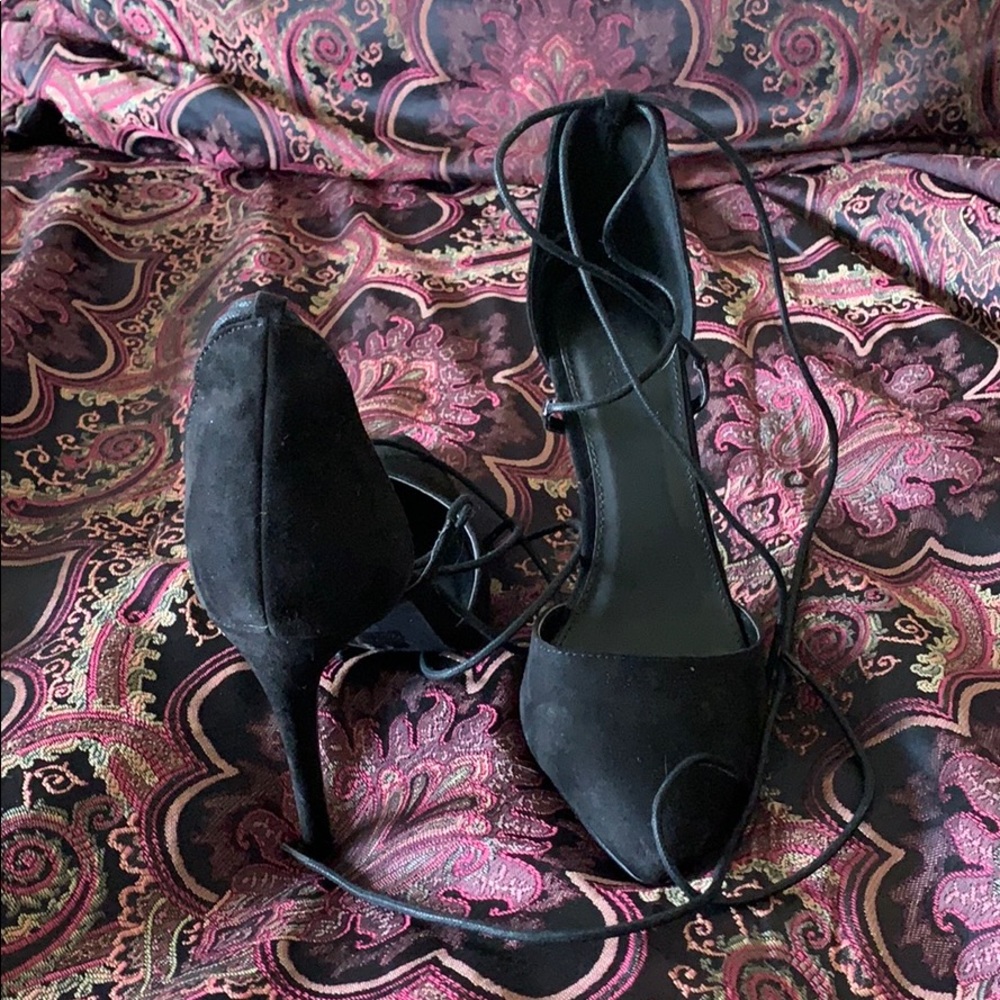 Black Lace-Up heels
